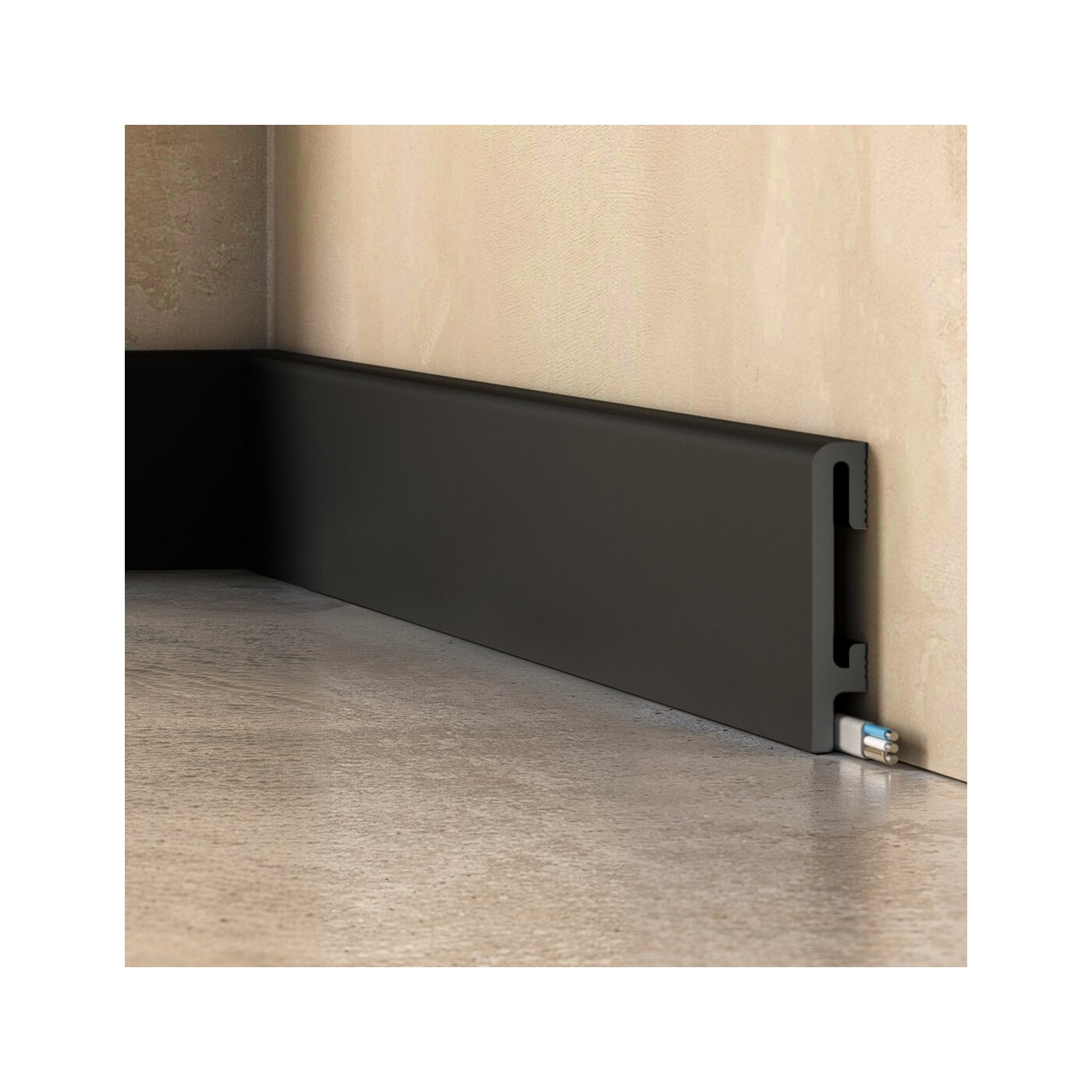 Wytrzymała czarna listwa przypodłogowa DuroFit PF080B 8cm - Premium Floor