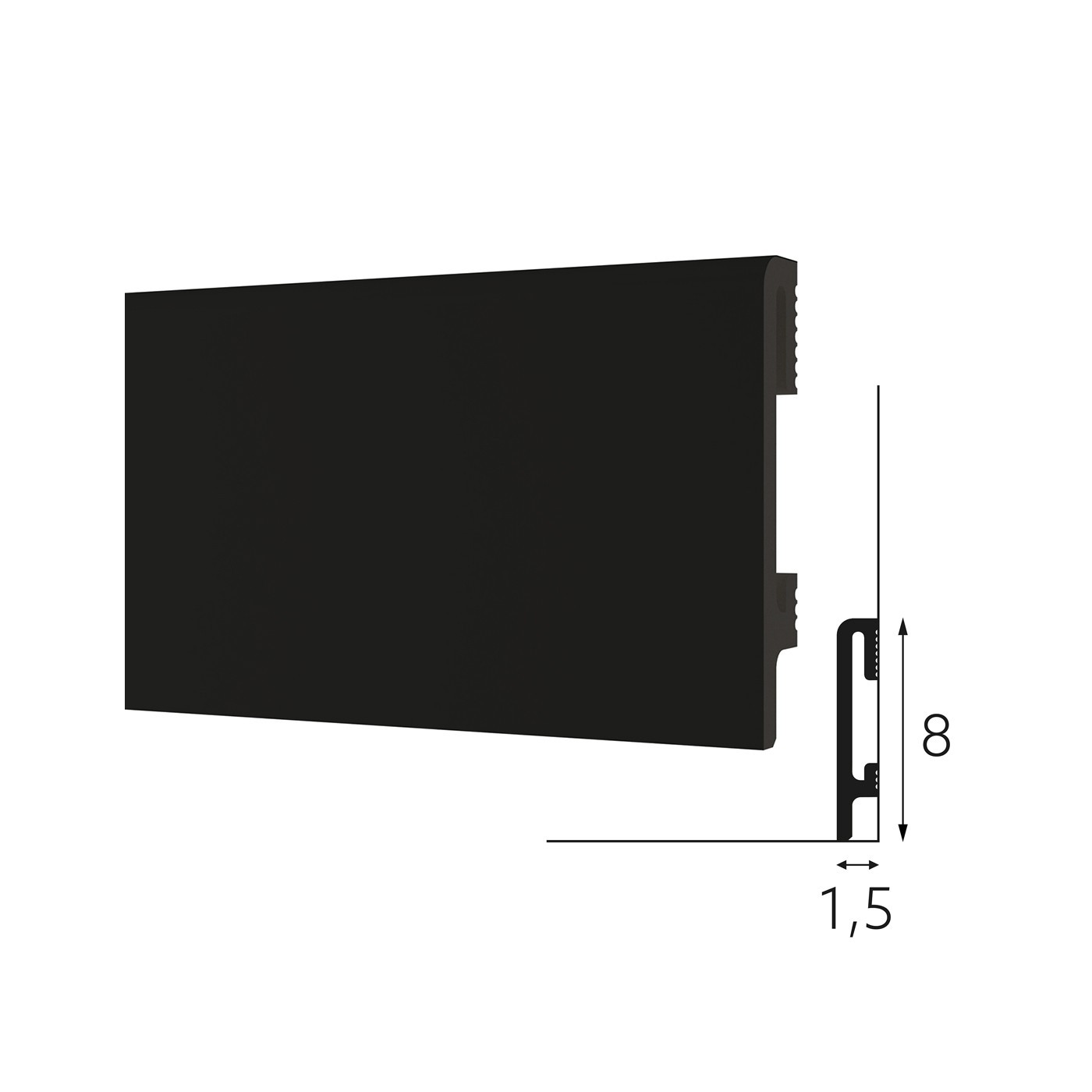 Wytrzymała czarna listwa przypodłogowa DuroFit PF080B 8cm - Premium Floor