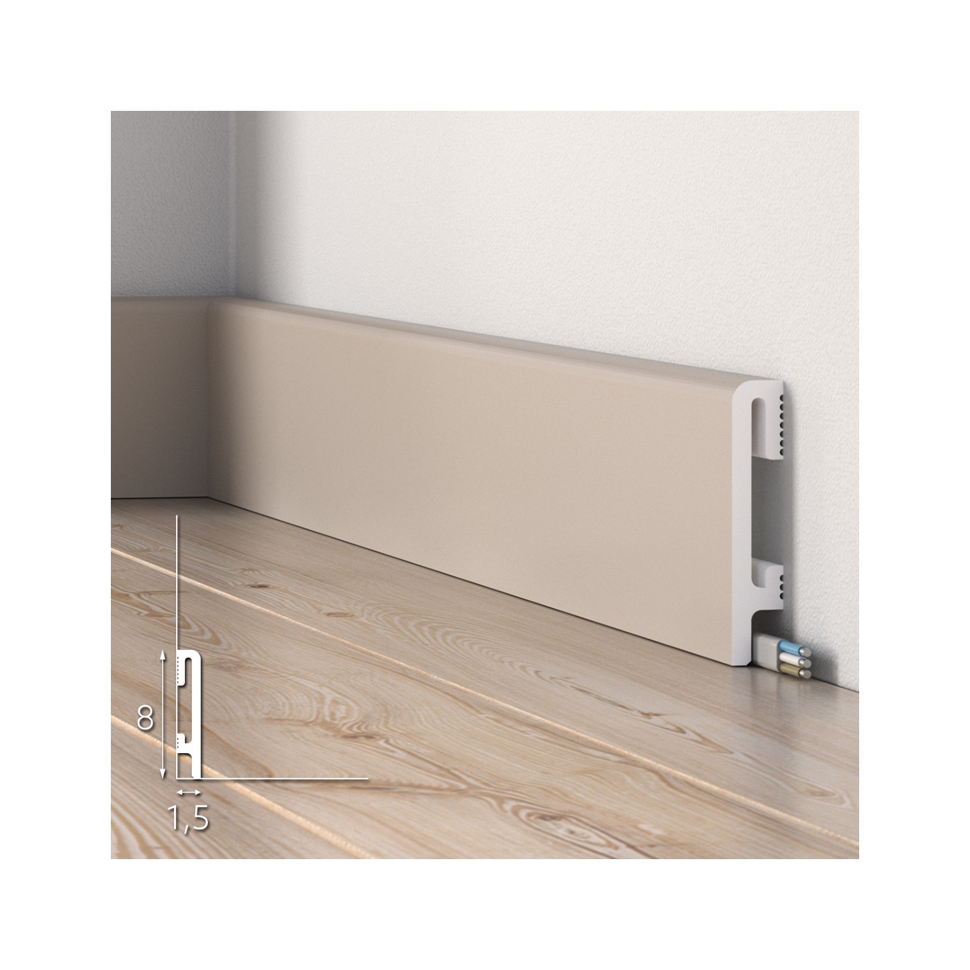Maskująca listwa podłogowa Cappuccino DuroFit PF080C 8cm - Premium Floor