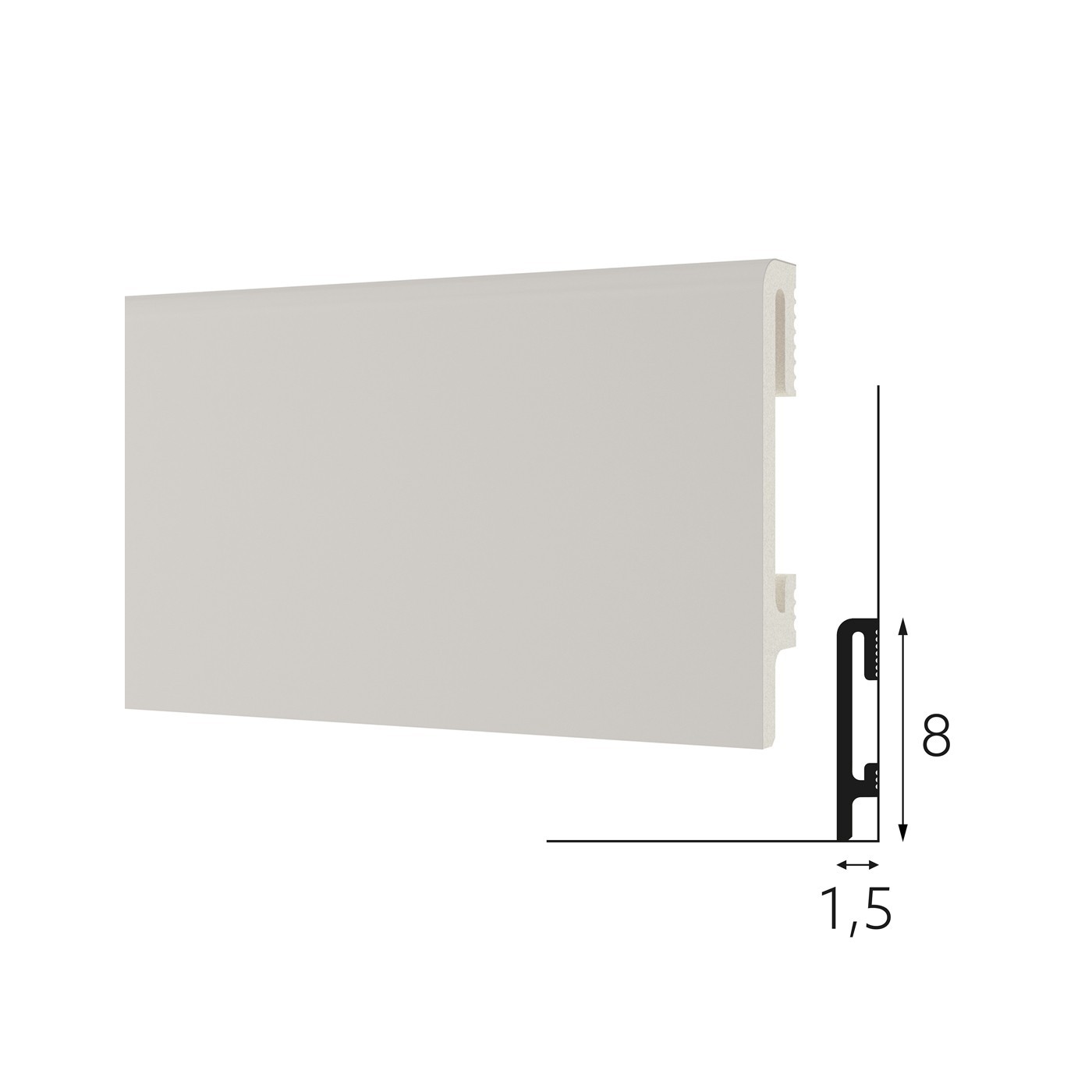 Nowoczesna listwa przypodłogowa Szara DuroFit PF080G 8cm - Premium Floor