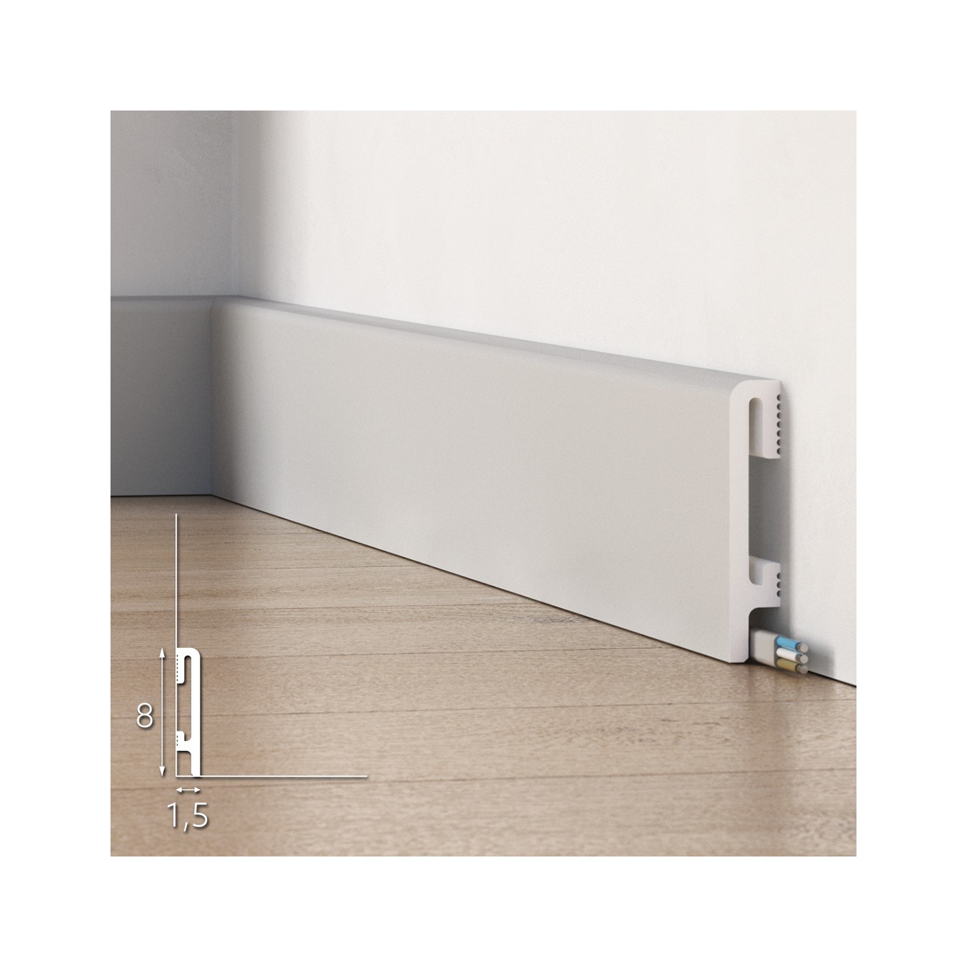 Nowoczesna listwa przypodłogowa Szara DuroFit PF080G 8cm - Premium Floor