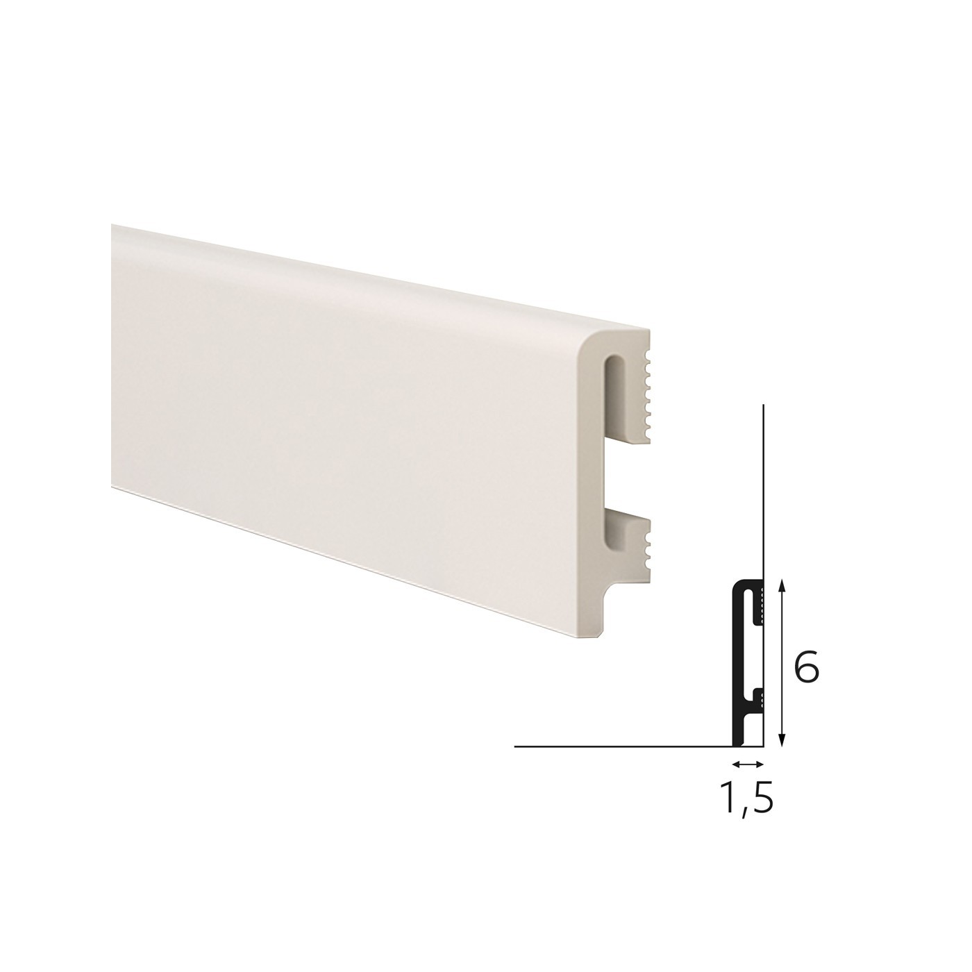 Biała maskująca listwa przypodłogowa DuroFit PF060 6cm - Premium Floor