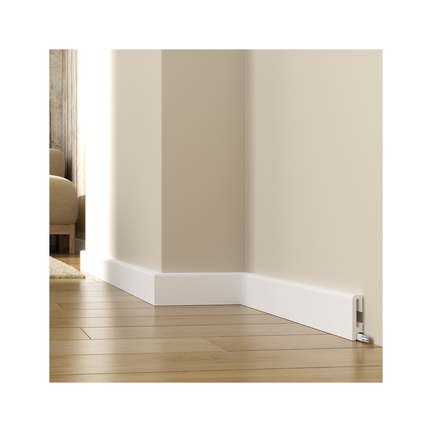 Biała maskująca listwa przypodłogowa DuroFit PF060 6cm - Premium Floor