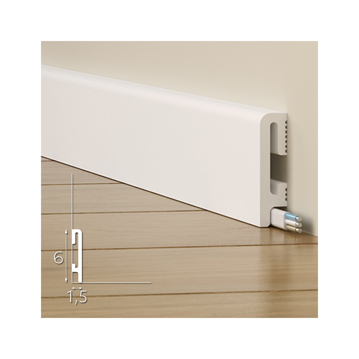 Biała maskująca listwa przypodłogowa DuroFit PF060 6cm - Premium Floor