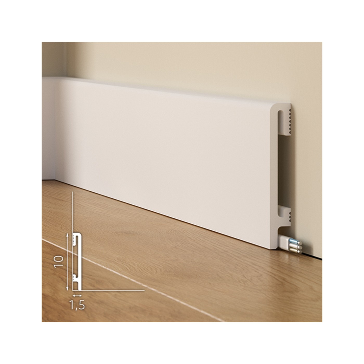 Biała wysoka listwa przypodłogowa DuroFit PF100 10cm - Premium Floor