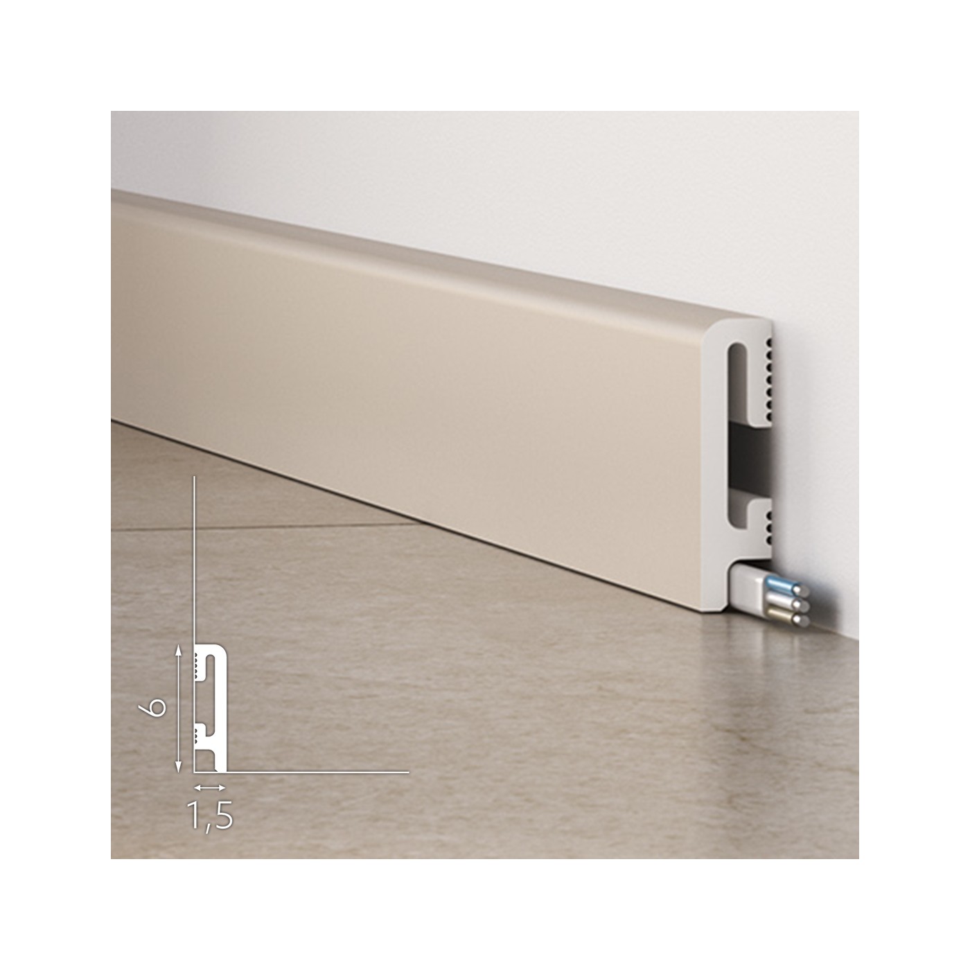 Elegancka listwa przypodłogowa Kaszmir DuroFit PF060K 6cm - Premium Floor