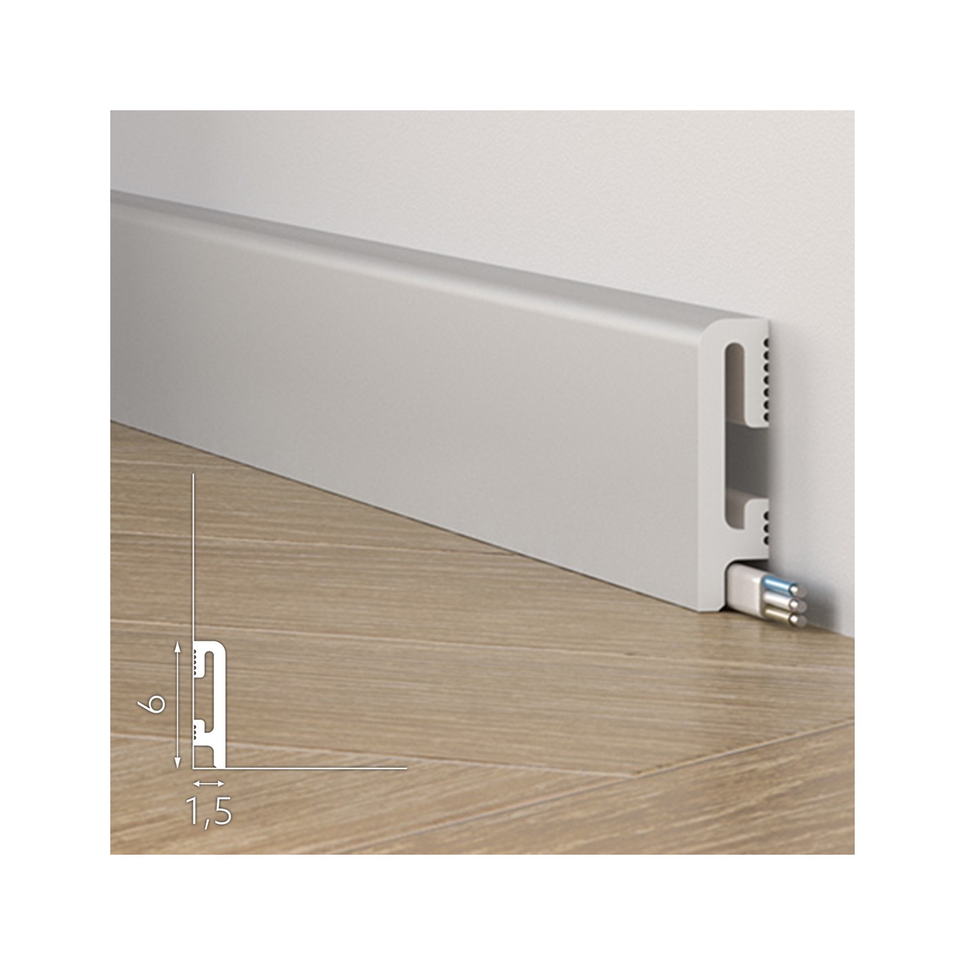 Maskująca listwa przypodłogowa Szara DuroFit PF060G 6cm - Premium Floor