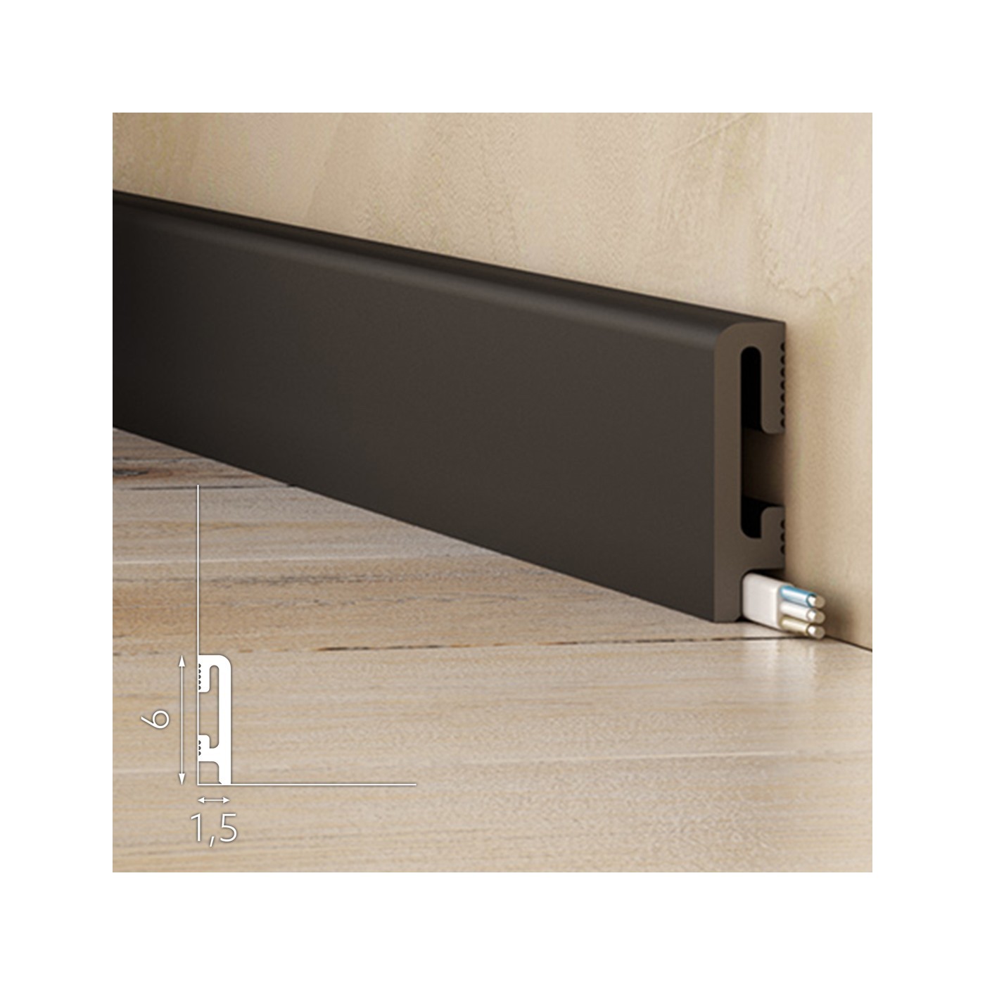 Niska czarna listwa przypodłogowa DuroFit PF060B 6cm - Premium Floor