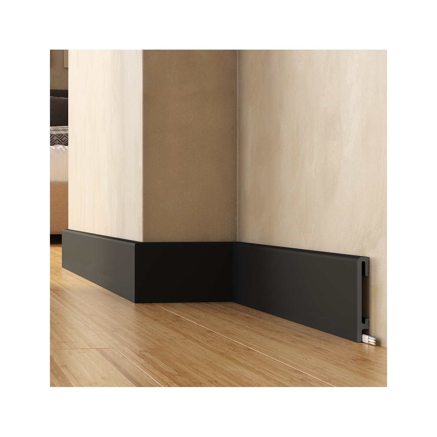 Czarna listwa przypodłogowa maskujące DuroFit PF100B 10cm - Premium Floor