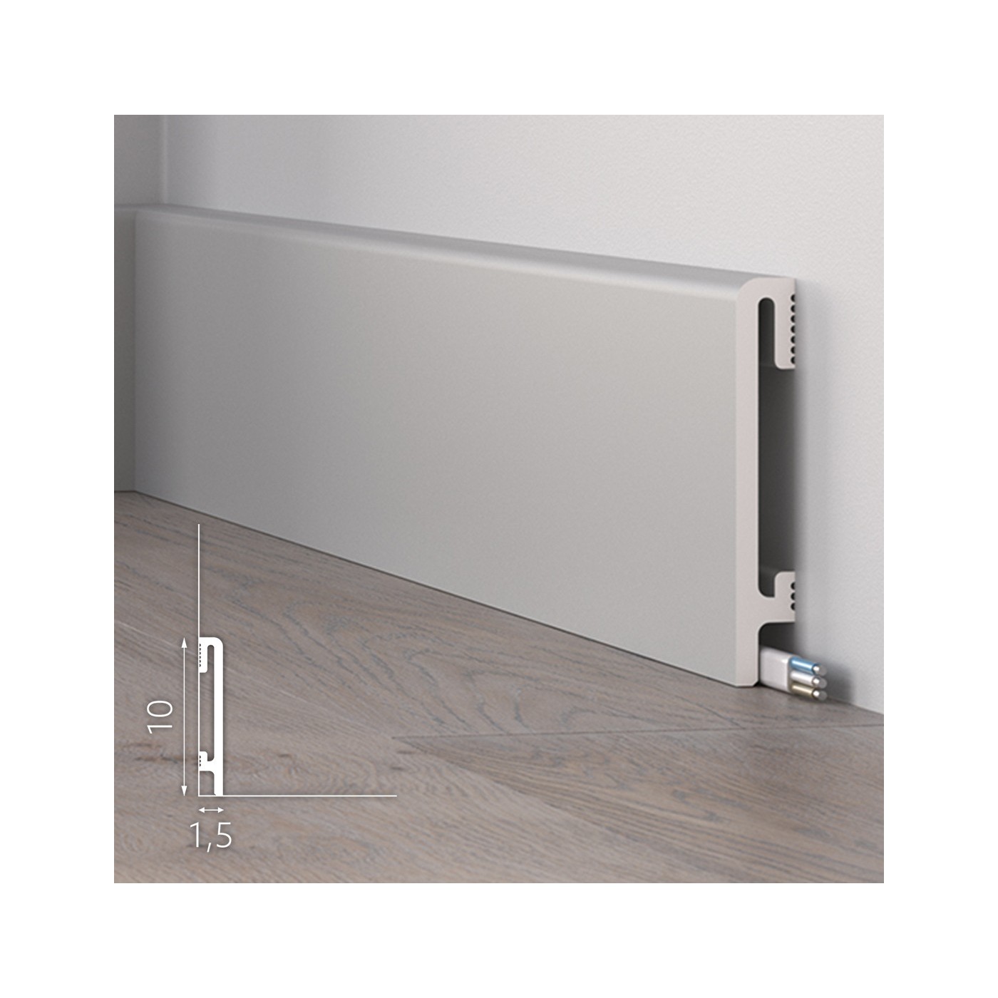 Gładka listwa przypodłogowa Szara DuroFit PF100G 10cm - Premium Floor