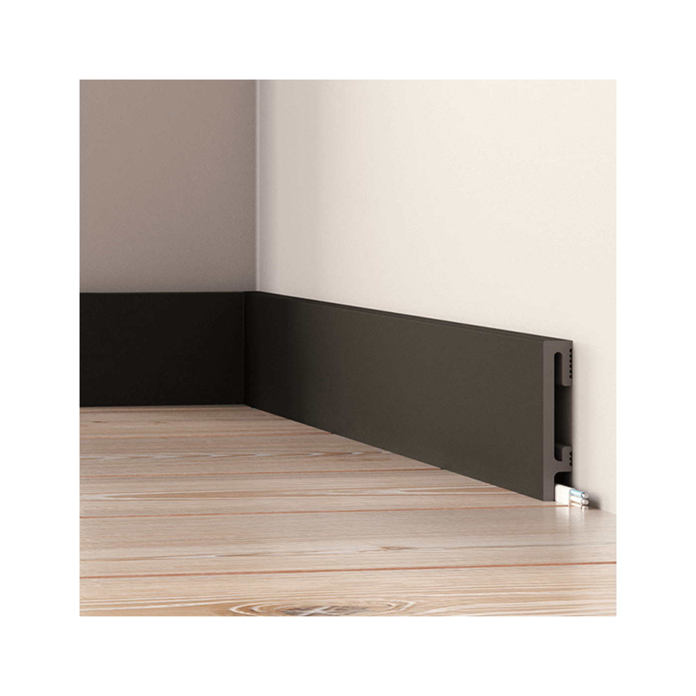 Prosta wytrzymała czarna listwa przypodłogowa DuroFit PF081B 8cm - Premium Floor