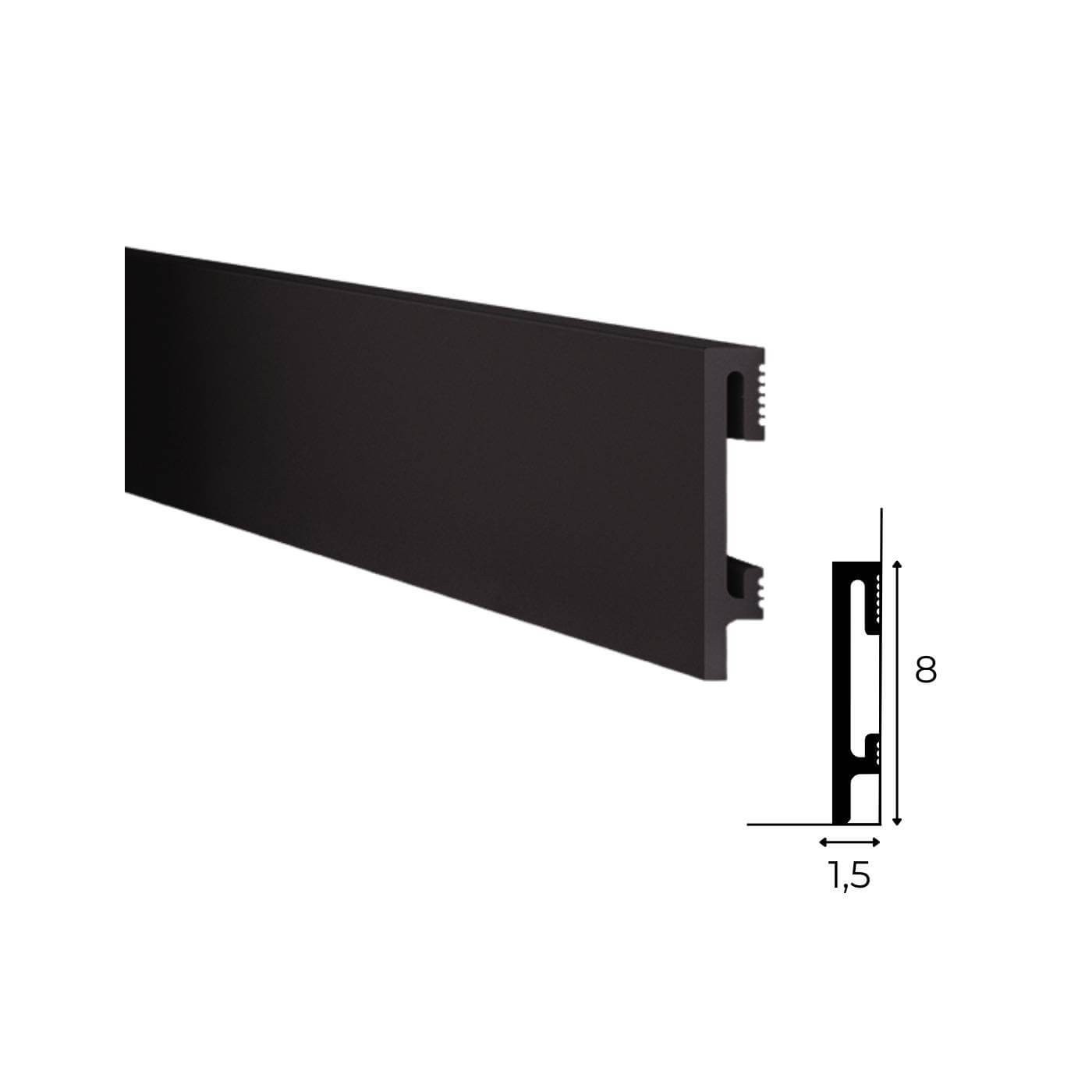 Prosta wytrzymała czarna listwa przypodłogowa DuroFit PF081B 8cm - Premium Floor