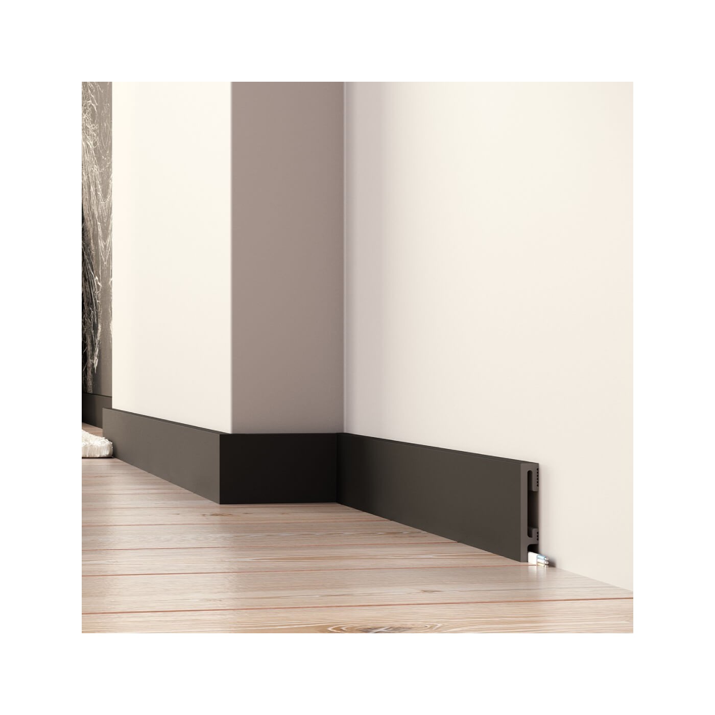 Prosta wytrzymała czarna listwa przypodłogowa DuroFit PF081B 8cm - Premium Floor