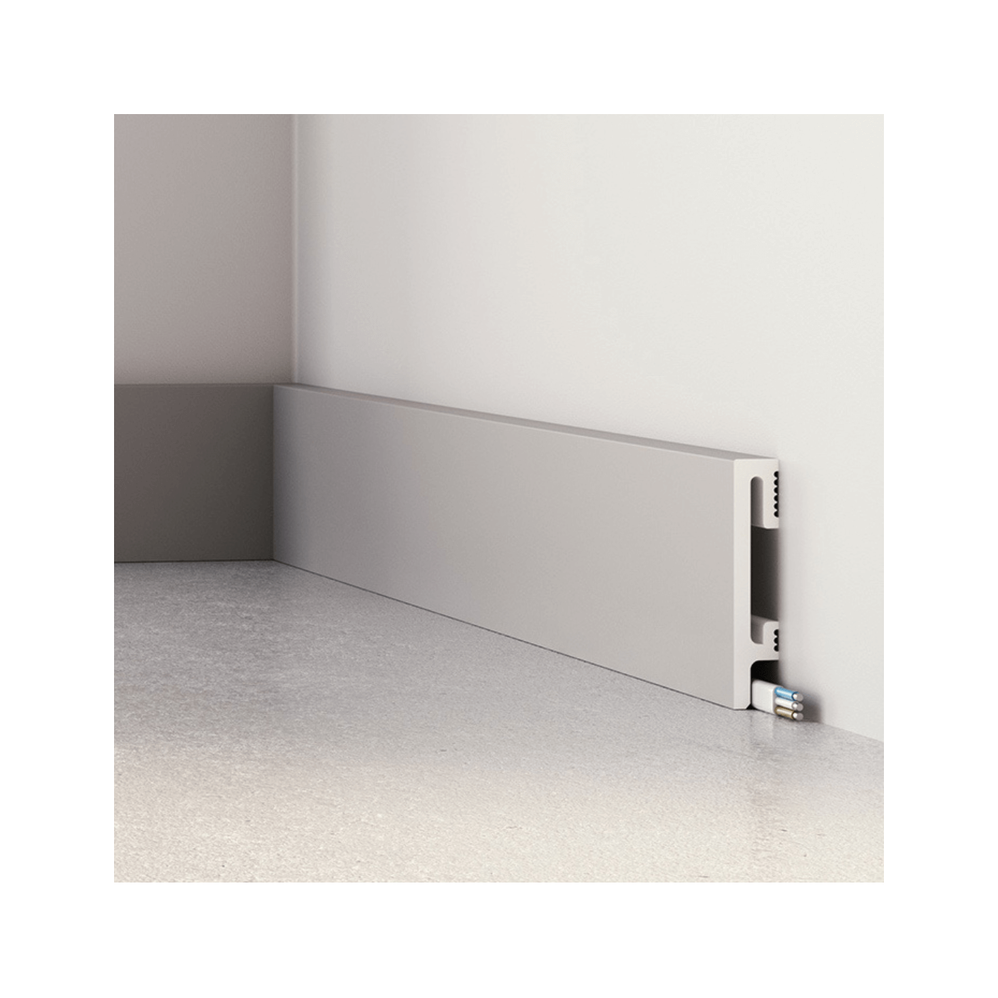 Prosta nowoczesna listwa przypodłogowa Szara DuroFit PF081G 8cm - Premium Floor