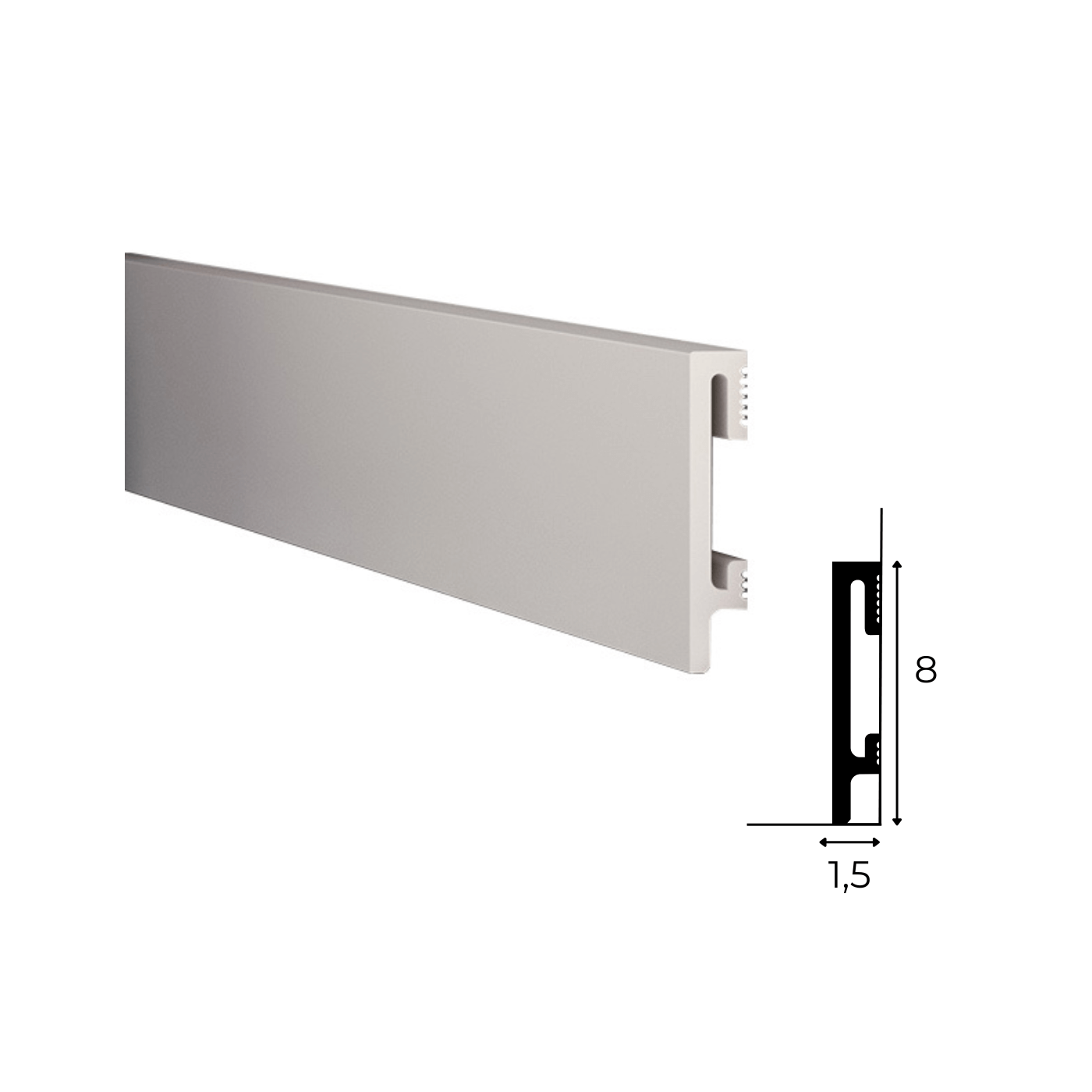 Prosta nowoczesna listwa przypodłogowa Szara DuroFit PF081G 8cm - Premium Floor