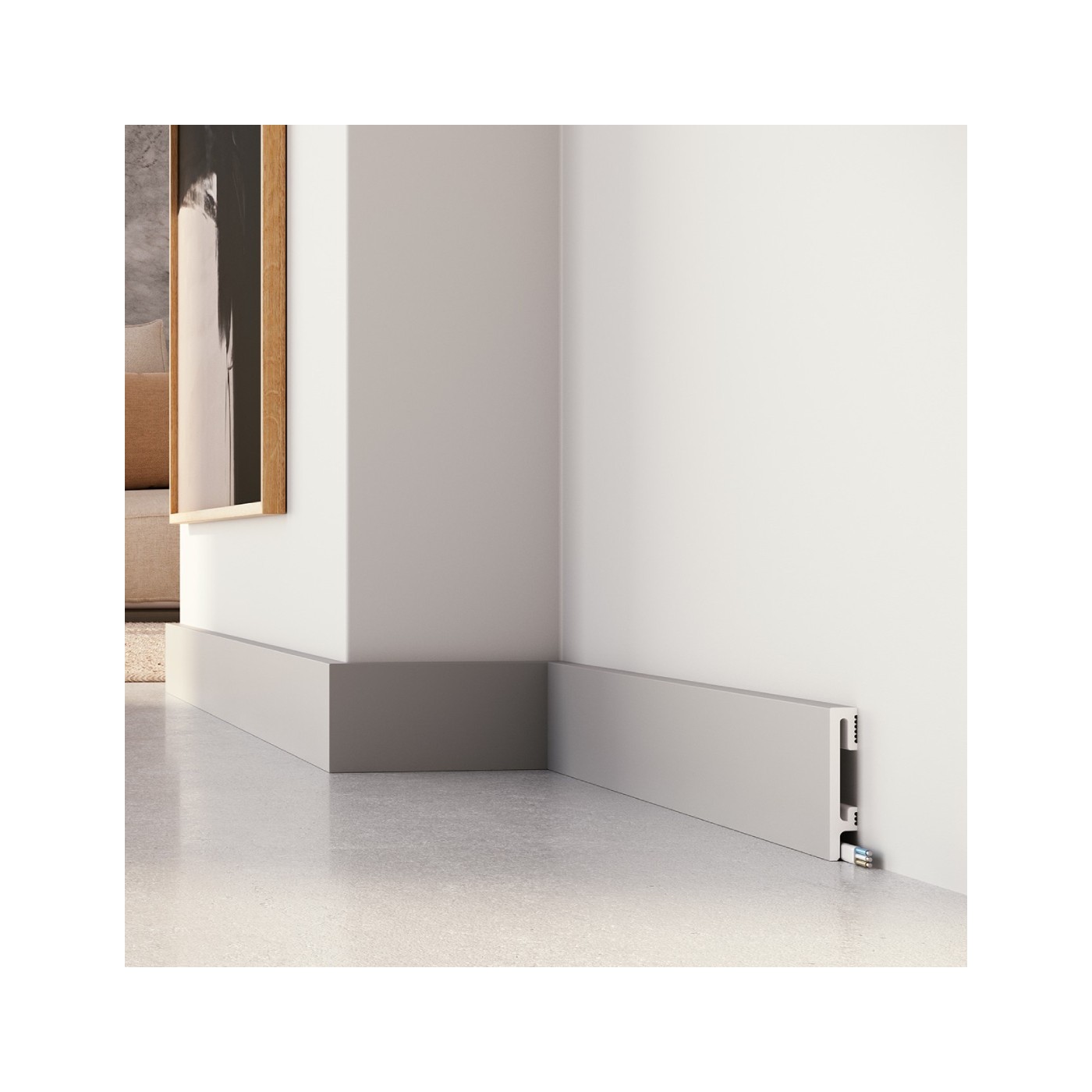 Prosta nowoczesna listwa przypodłogowa Szara DuroFit PF081G 8cm - Premium Floor