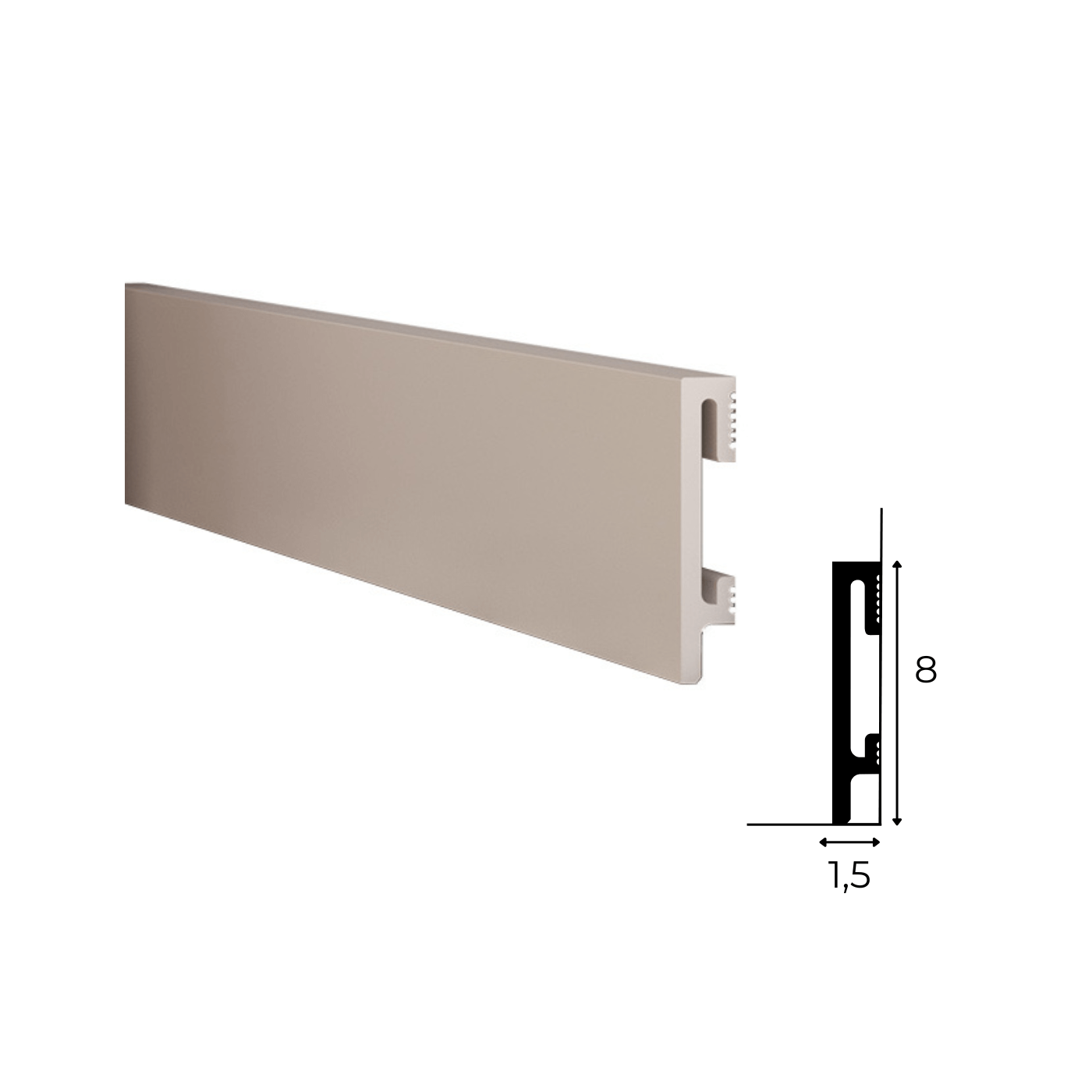 Prosta maskująca listwa podłogowa Cappuccino DuroFit PF081C 8cm - Premium Floor