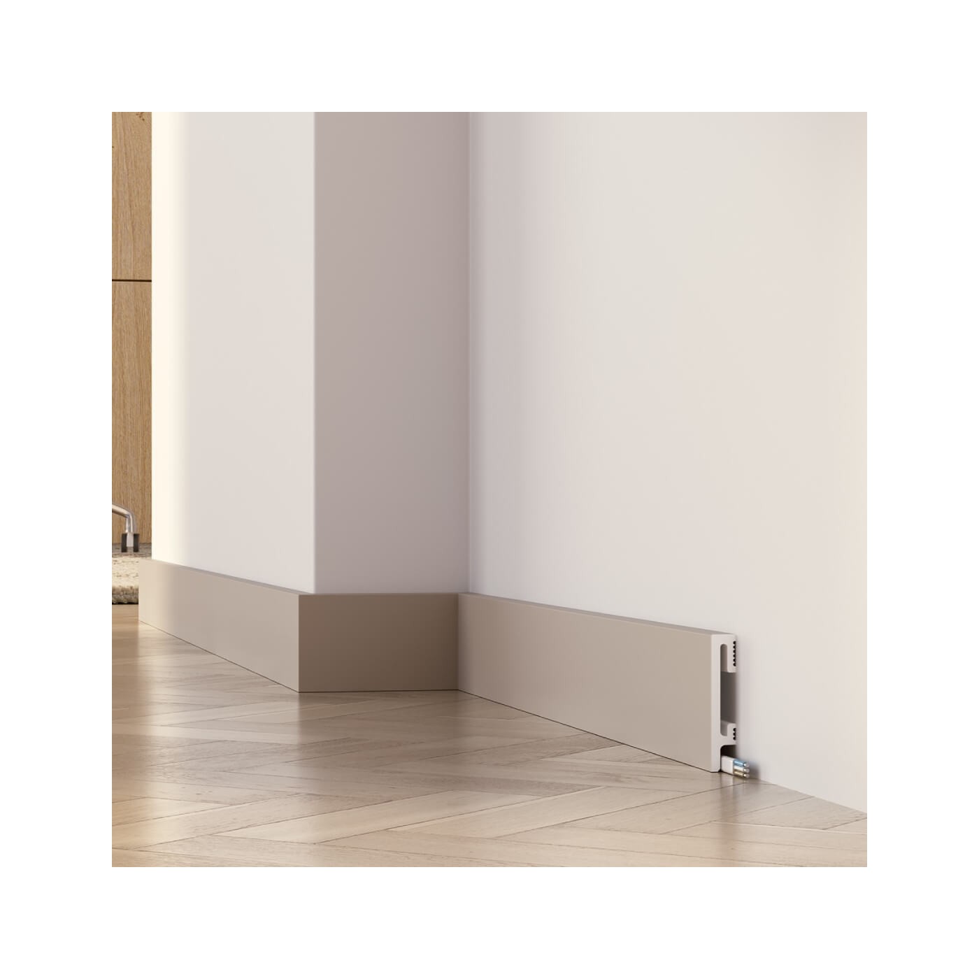 Prosta maskująca listwa podłogowa Cappuccino DuroFit PF081C 8cm - Premium Floor