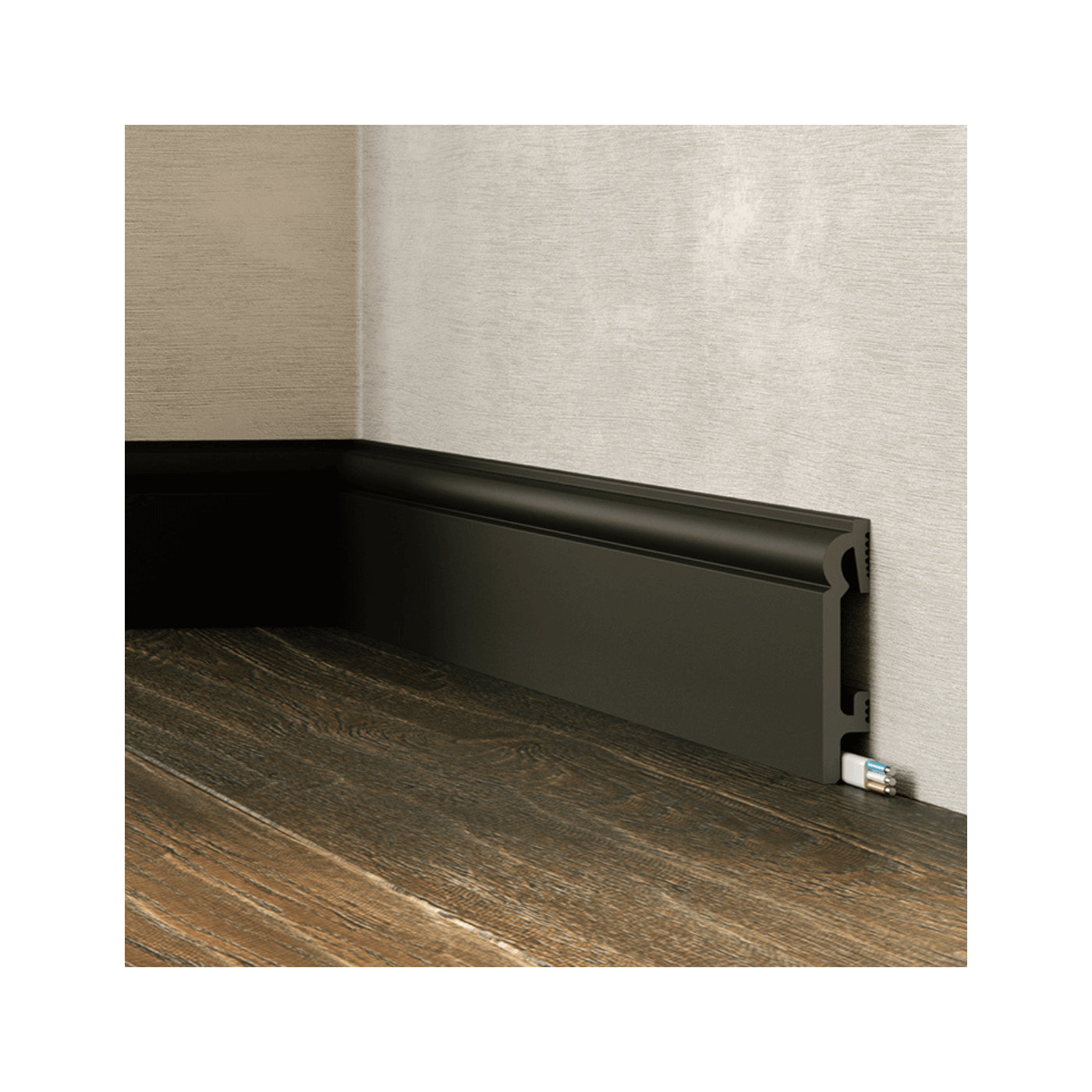 Frezowana czarna listwa przypodłogowa DuroFit PF082B 8cm - Premium Floor