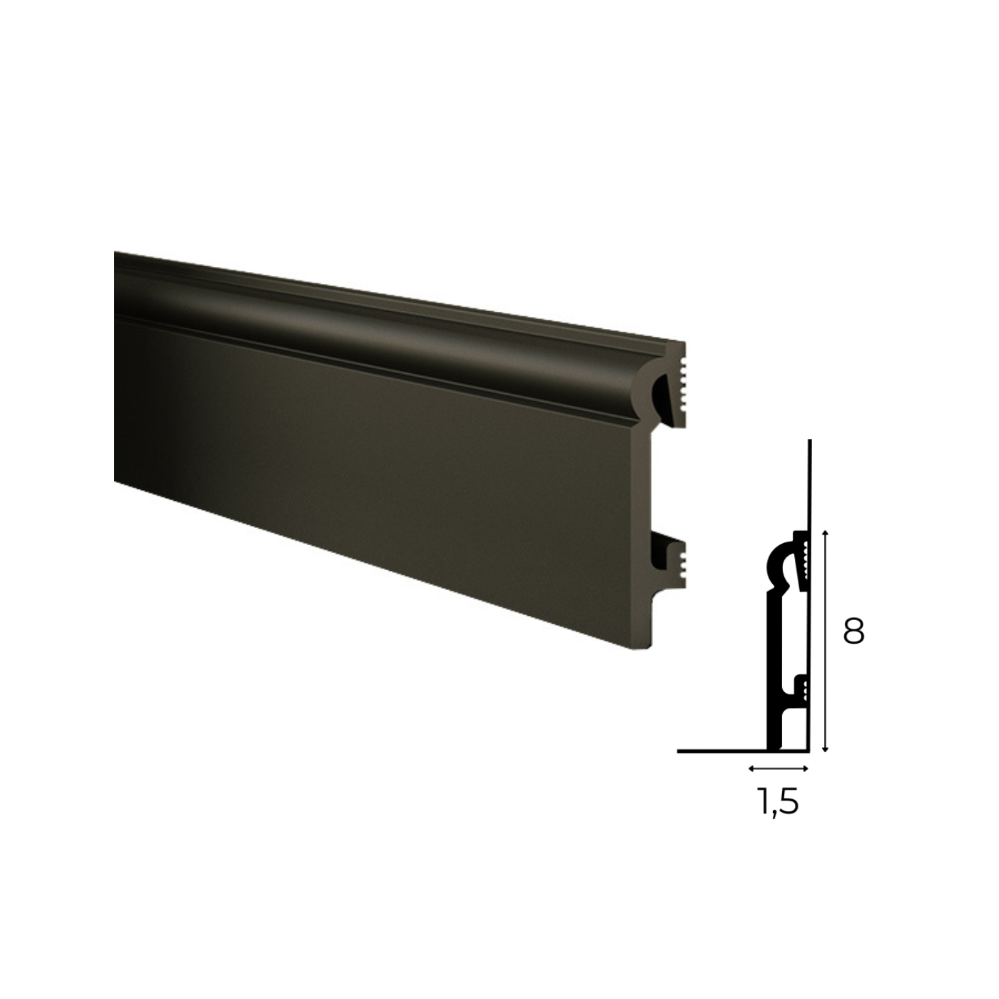 Frezowana czarna listwa przypodłogowa DuroFit PF082B 8cm - Premium Floor