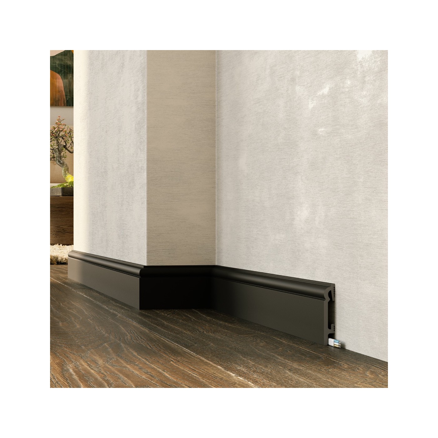Frezowana czarna listwa przypodłogowa DuroFit PF082B 8cm - Premium Floor