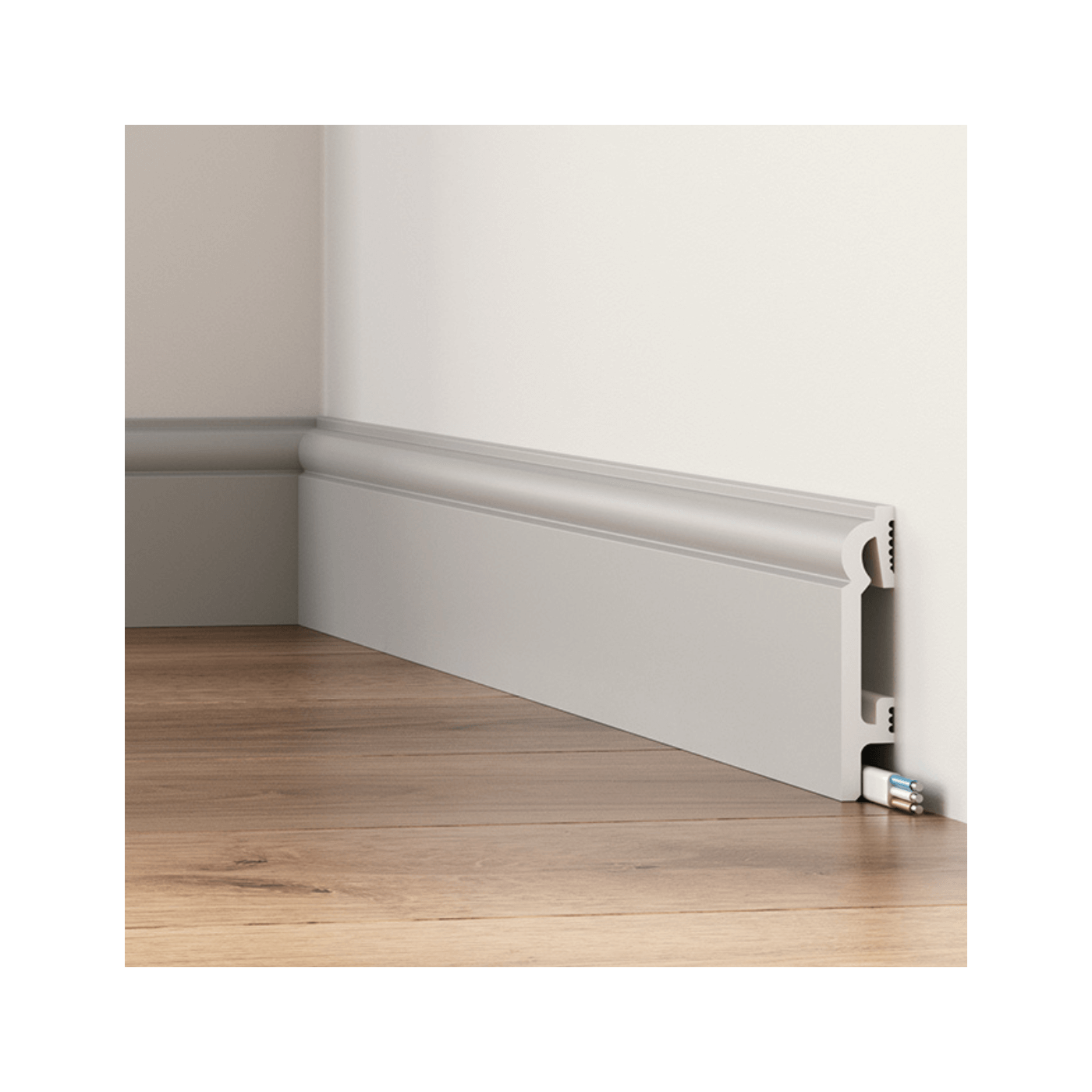 Frezowana nowoczesna listwa przypodłogowa Szara DuroFit PF082G 8cm - Premium Floor