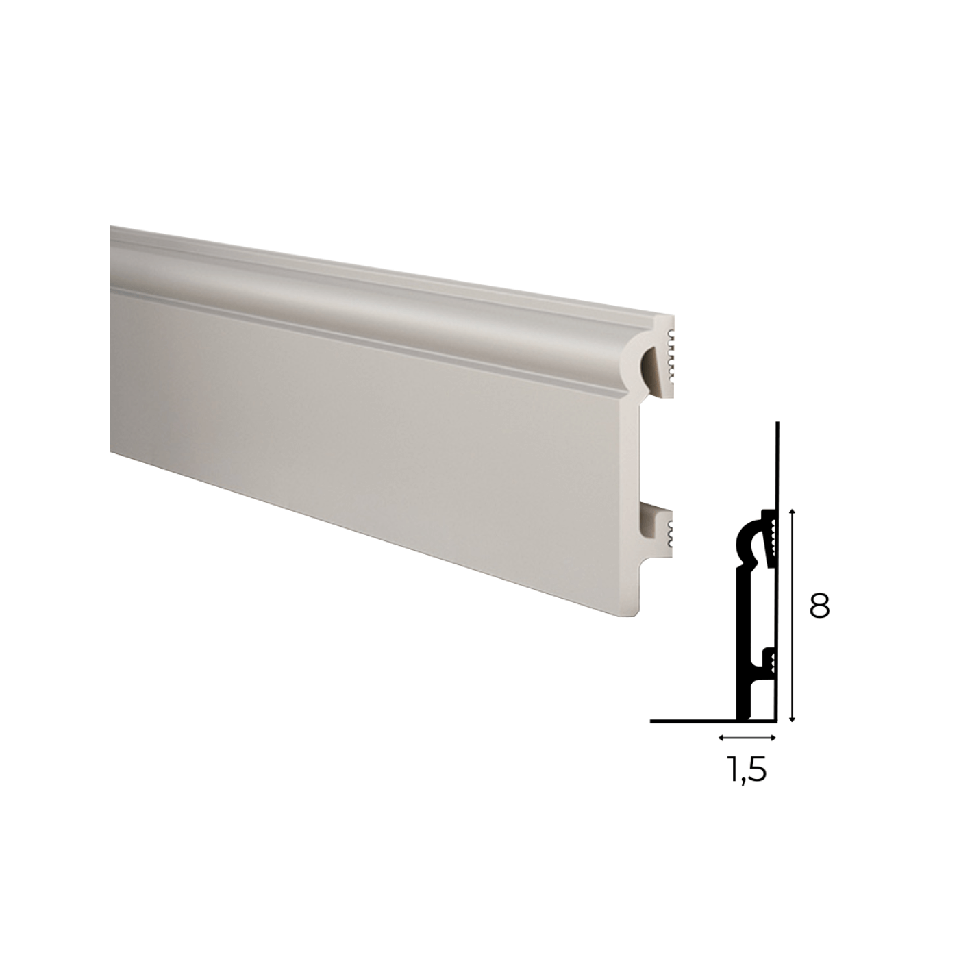 Frezowana nowoczesna listwa przypodłogowa Szara DuroFit PF082G 8cm - Premium Floor