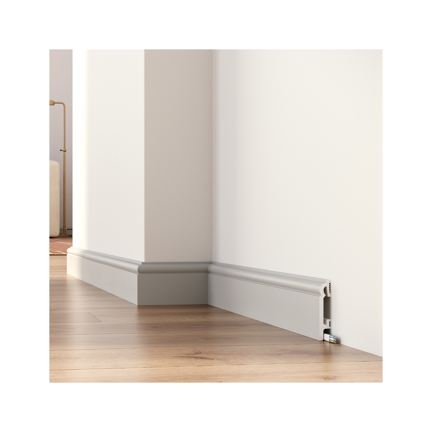 Frezowana nowoczesna listwa przypodłogowa Szara DuroFit PF082G 8cm - Premium Floor