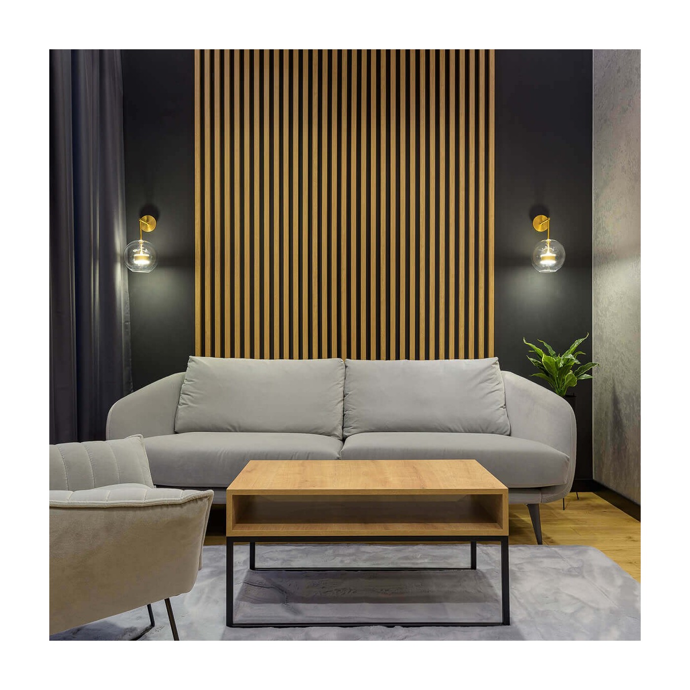 Černá nástěnná lamela na dubovém panelu [30x275] - oficiální obchod lameo® shop