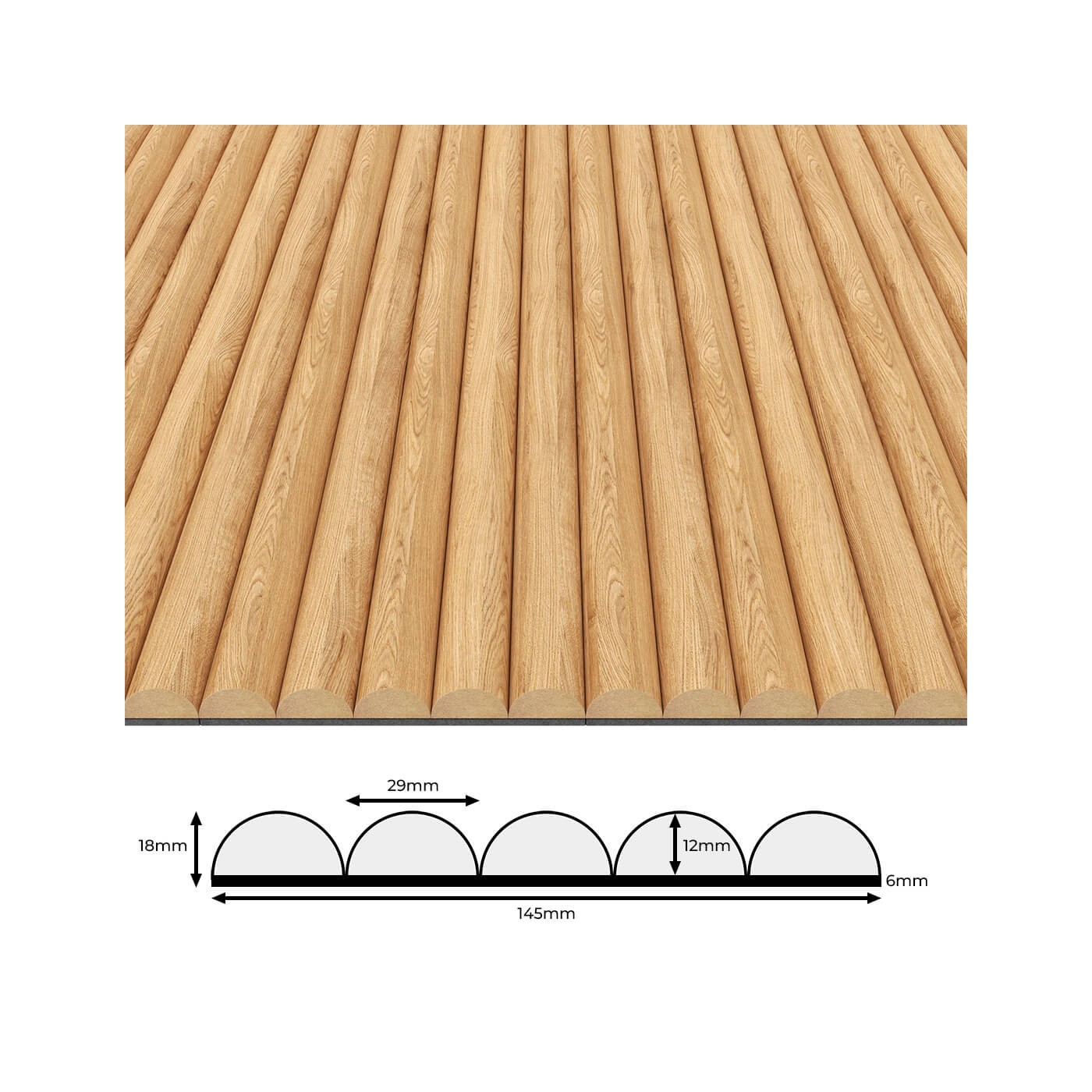 Rýhovany MDF panel - Přírodní dub