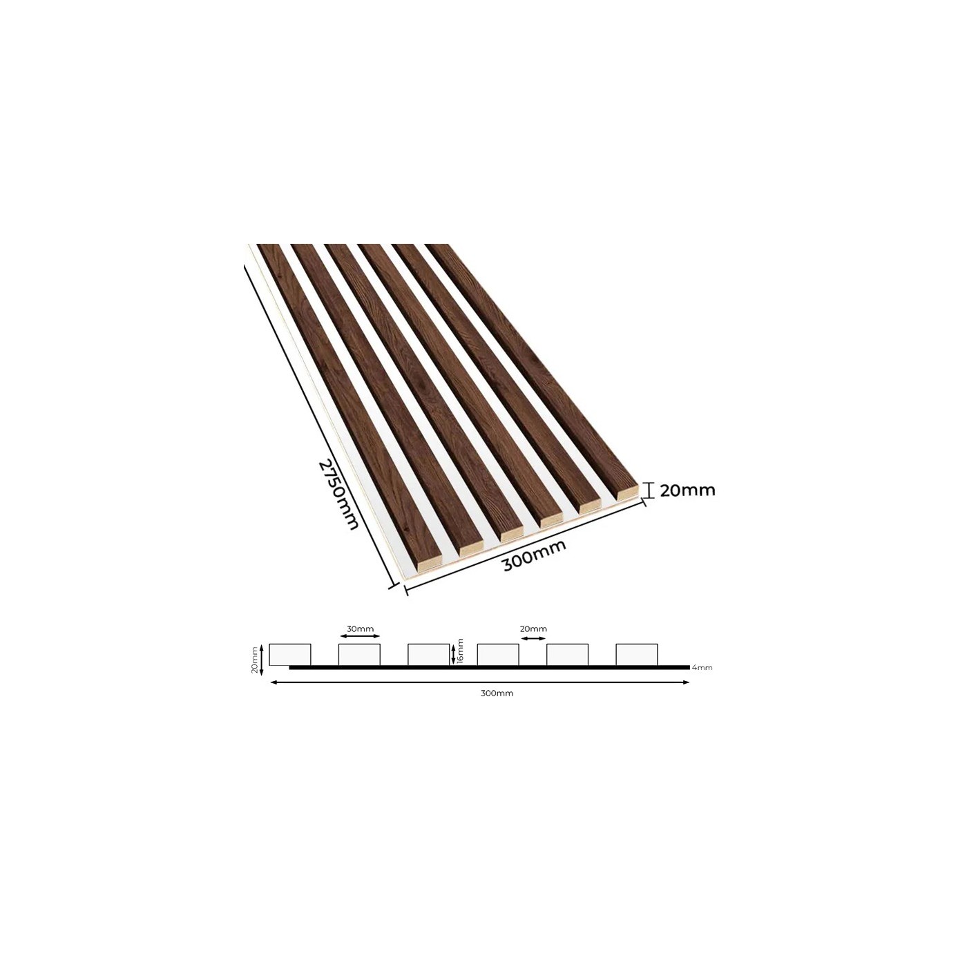 Lamely na panelu Ořech ⭐ [30x275 cm] - oficiální stránky lameo® shop