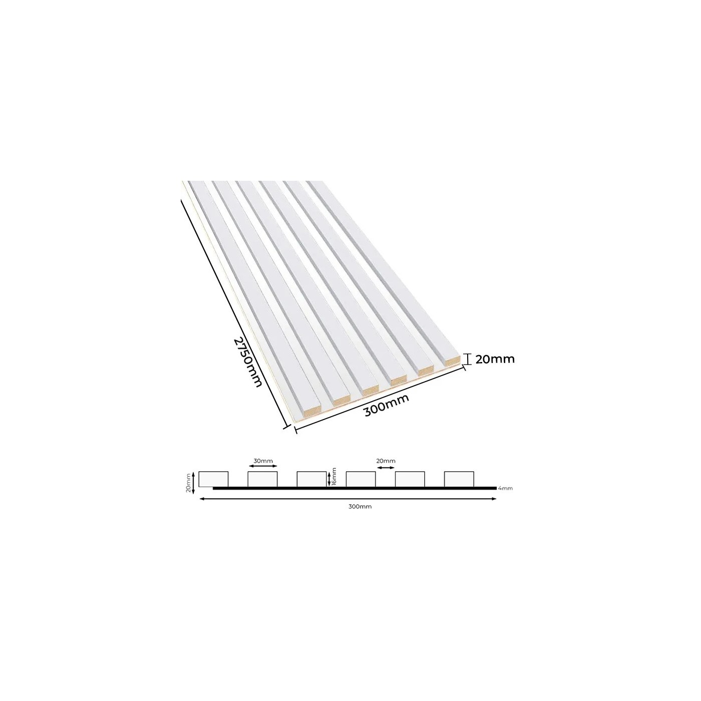 Lamely na panelu Bílý matný [30x275 cm] - lameo® shop