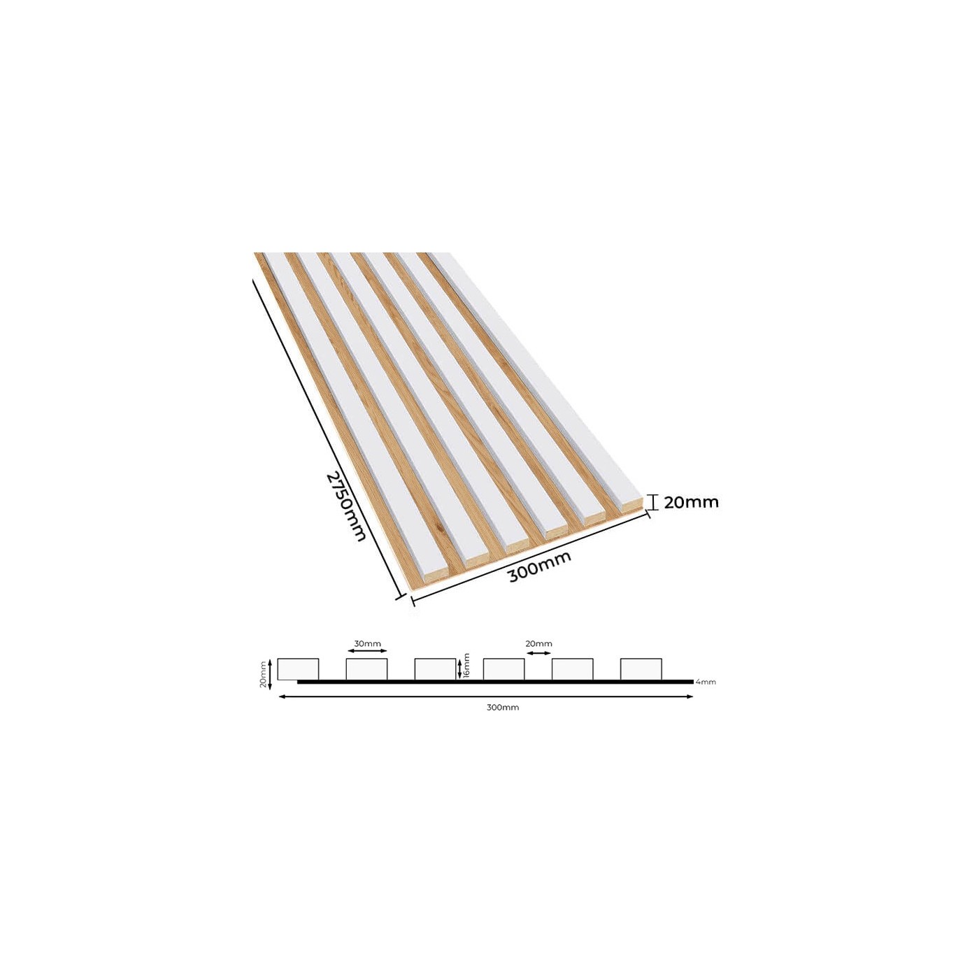Lamely na panelu Bílý matný [30x275 cm] - lameo® shop