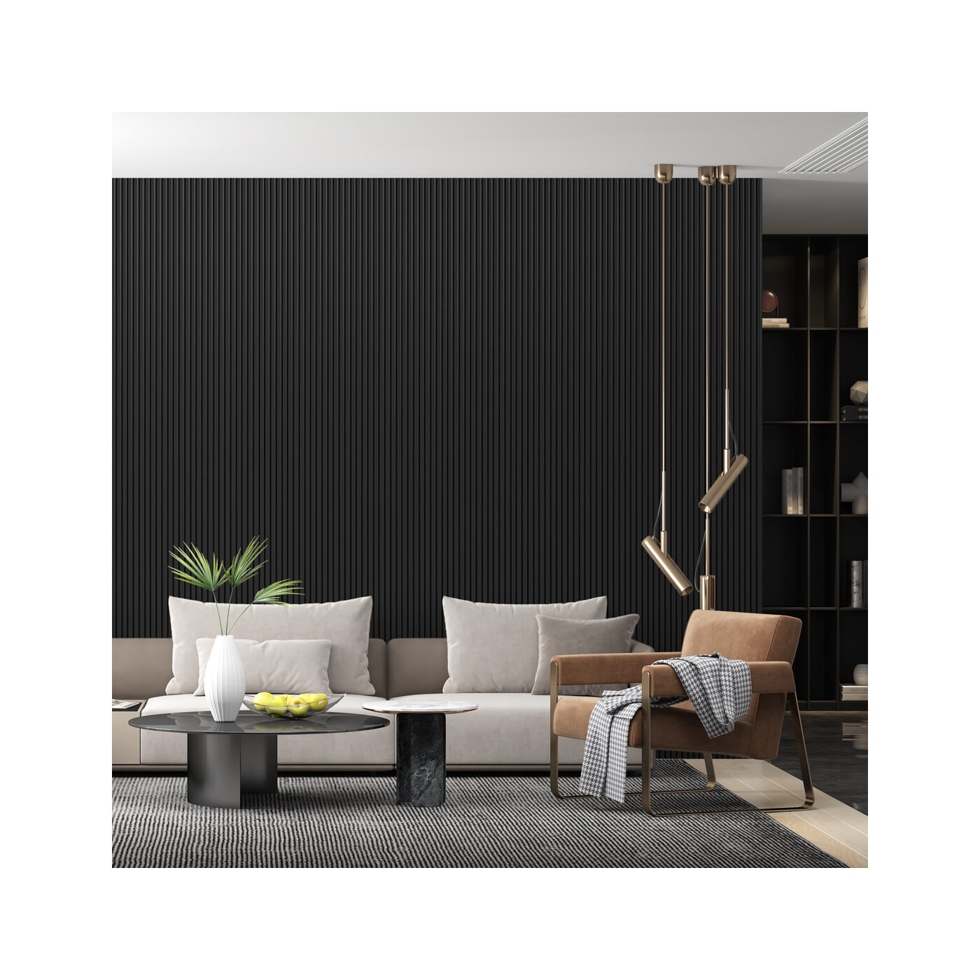 Rýhovany MDF panel - Černá matná