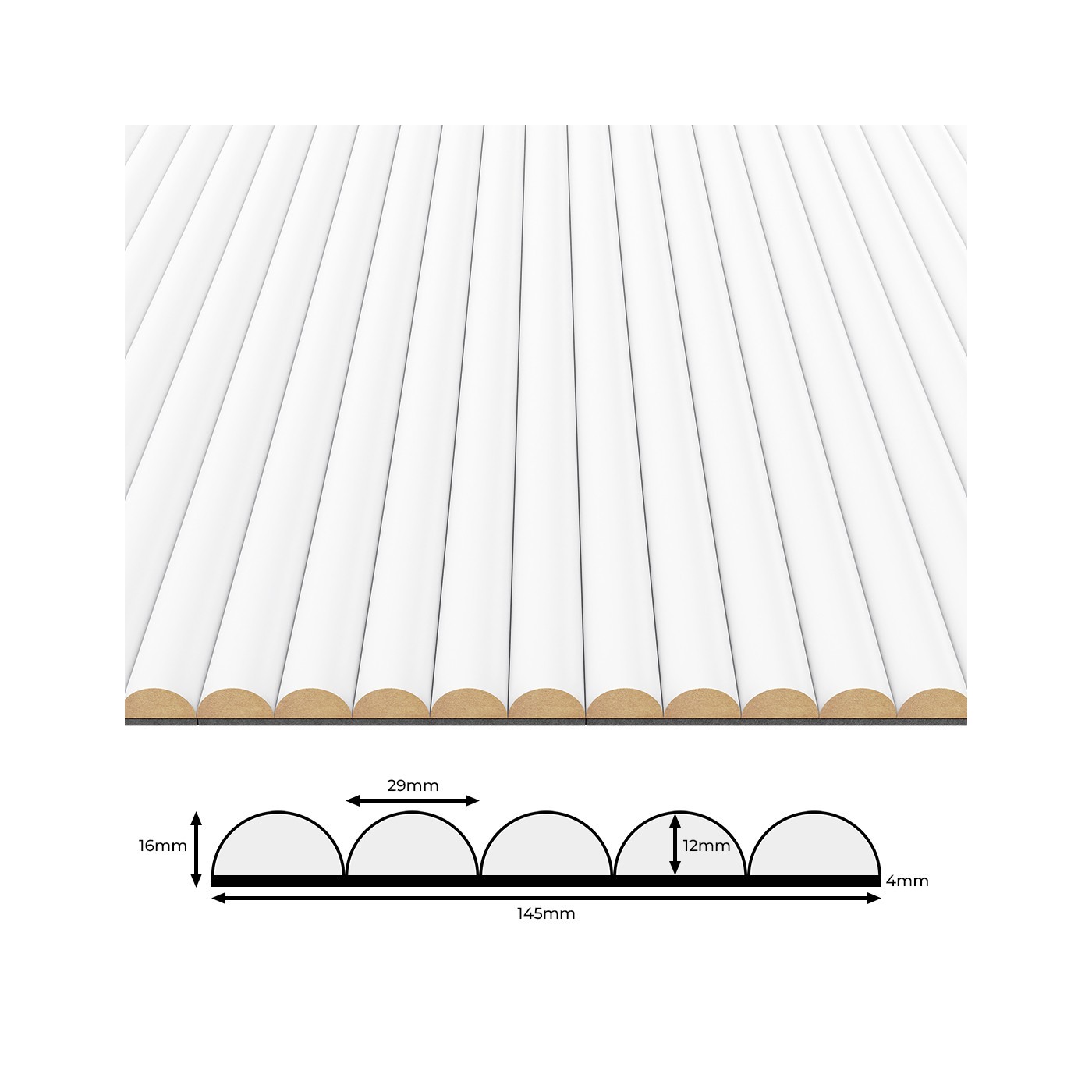 Rýhovany MDF panel - Bílý matný
