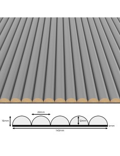Rýhovany MDF panel - Šedý