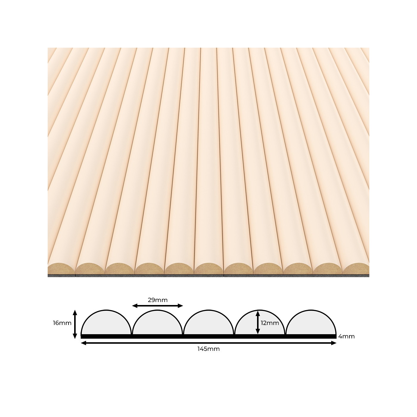 Rýhovany MDF panel - Béžová
