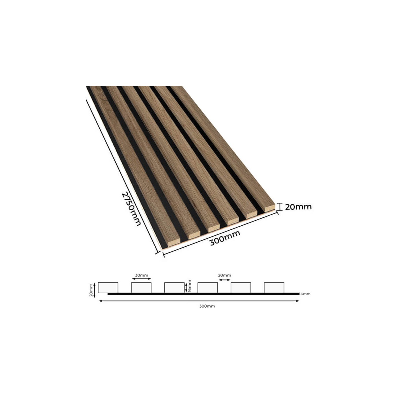Tmavé dubové latě na panelu [30x275] - oficiální obchod lameo