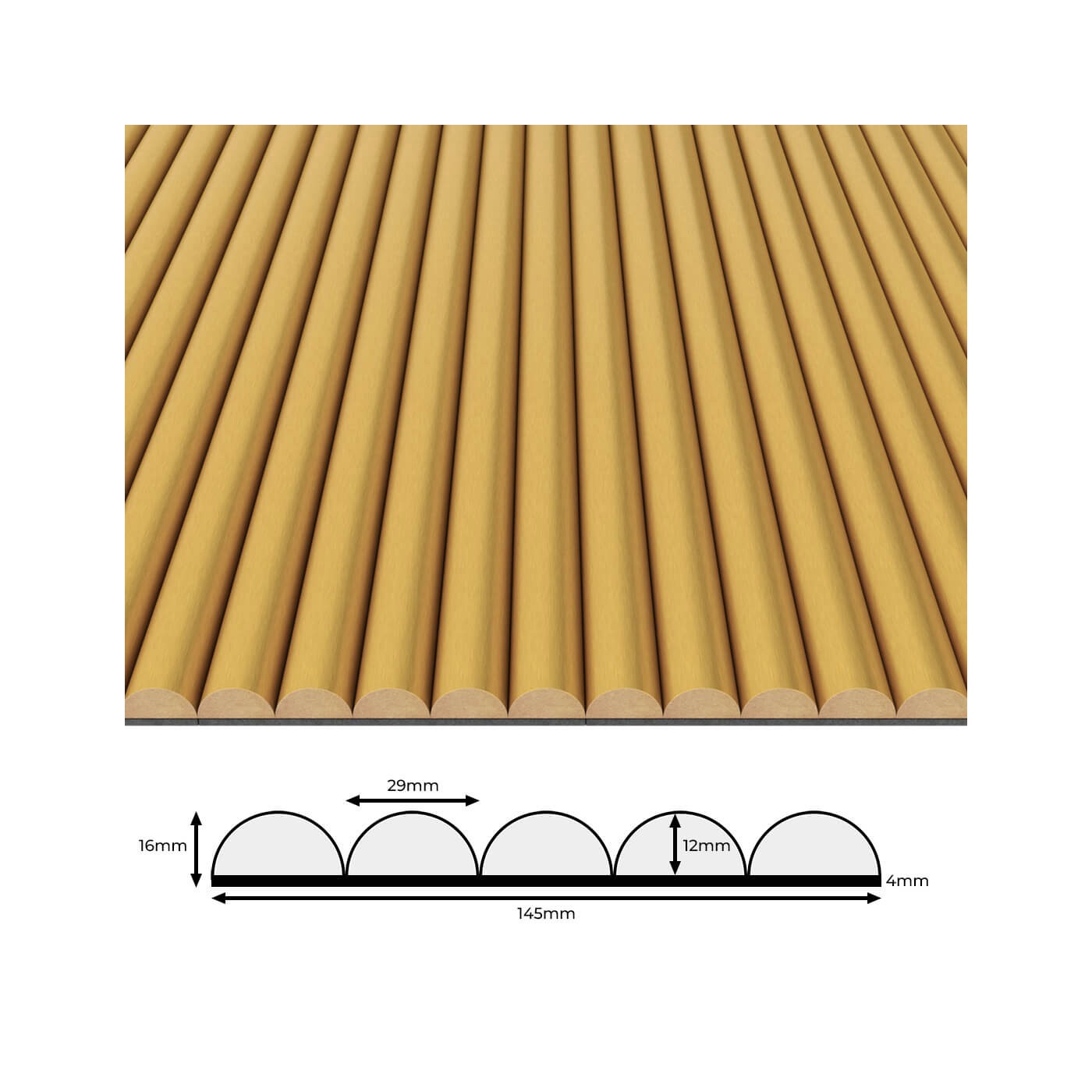 Rýhovany MDF panel - Zlato