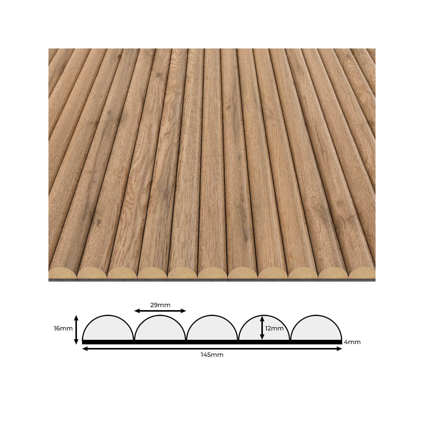 Rýhovany MDF panel - Dub wotan