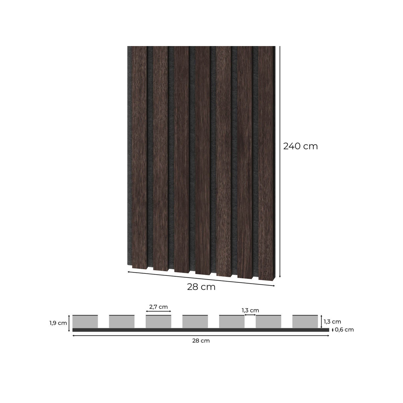 Dýhovaný akustický panel - kaštan [60x240cm] ⭐ - Lameo® shop