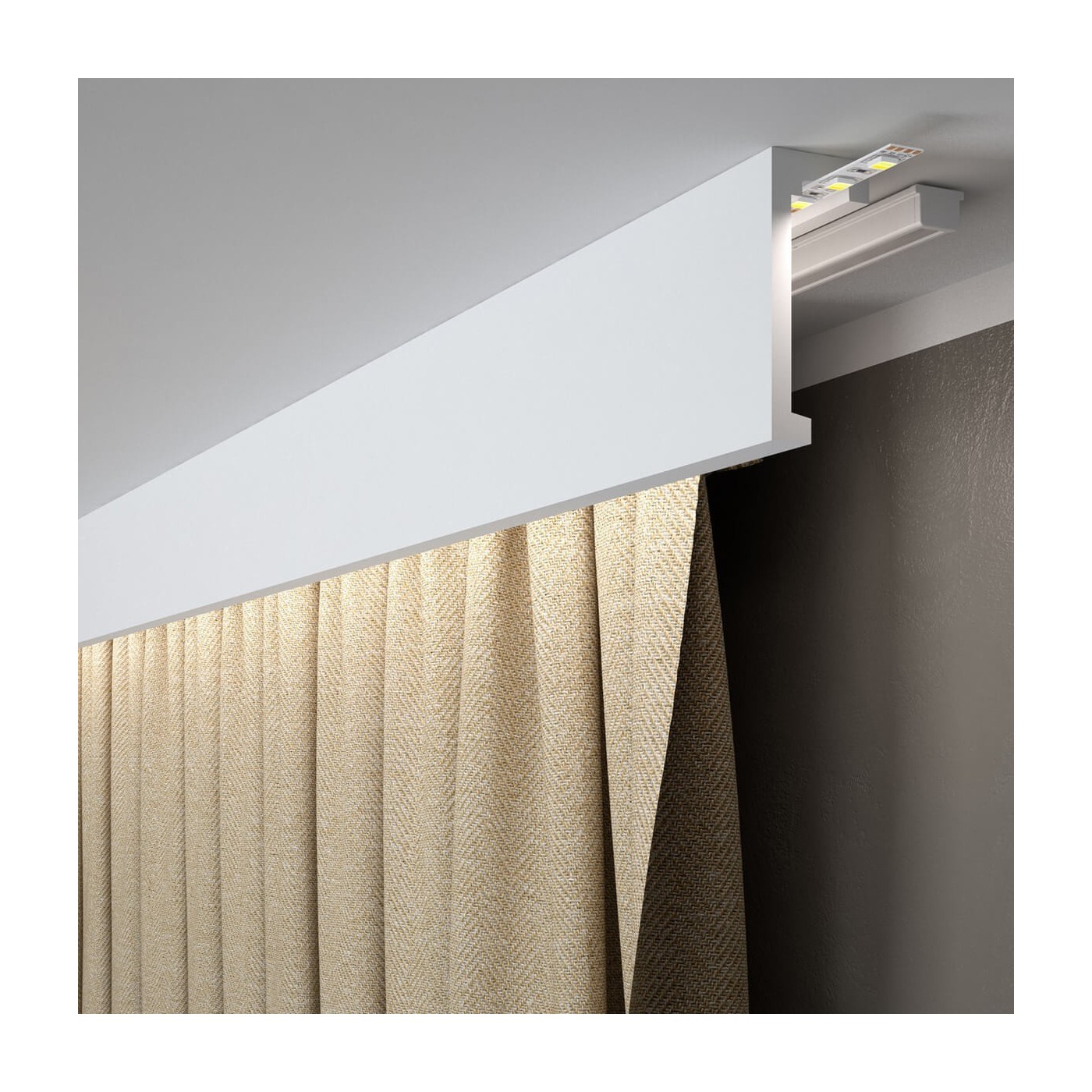 Maskovací lišta na záclonové tyče s LED osvětlením QL026 10 cm - Mardom Decor