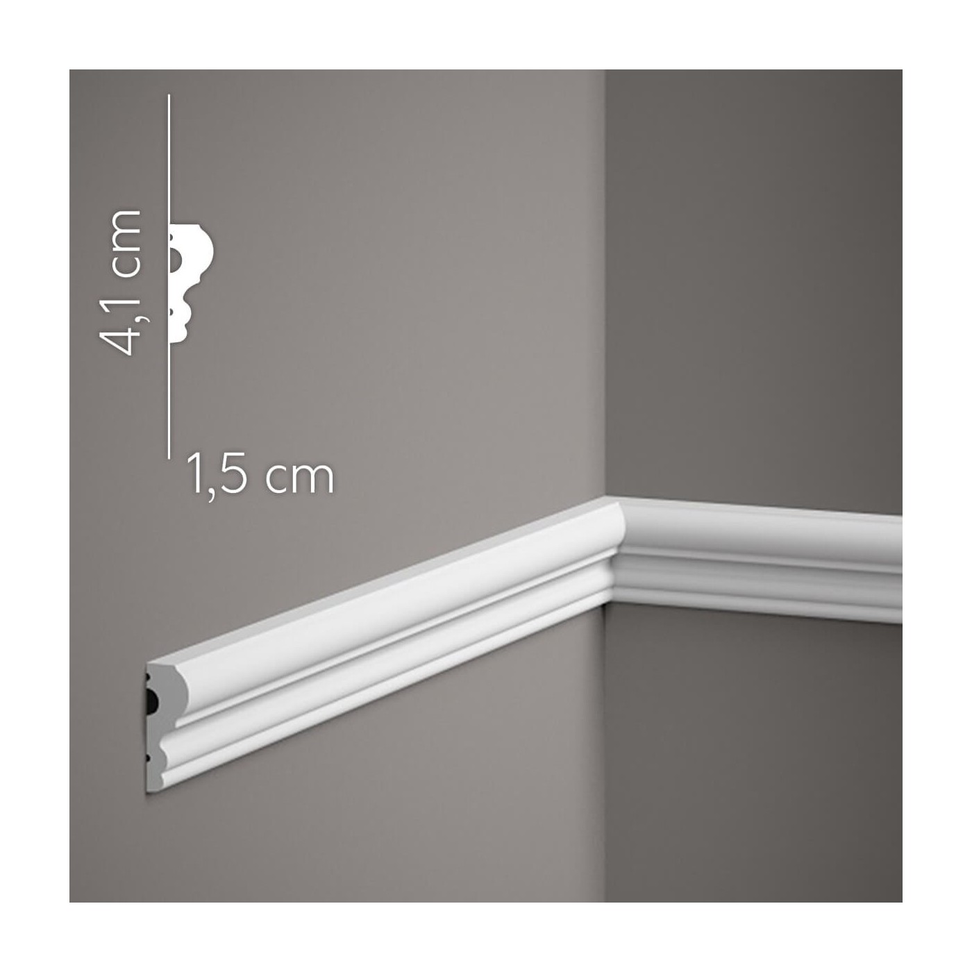 Bílá ozdobná lišta na zeď MD325 4 cm - Mardom Decor